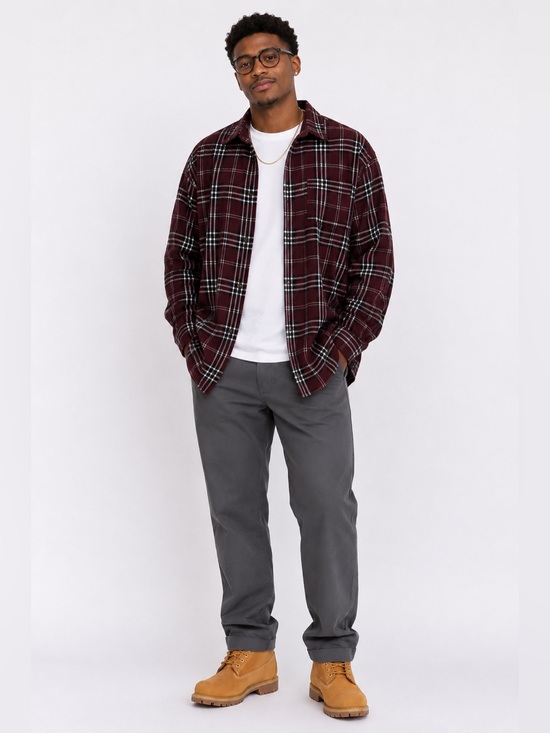 Windridge Other - Men's Burgundy Plaid Casual Button Down Shirt